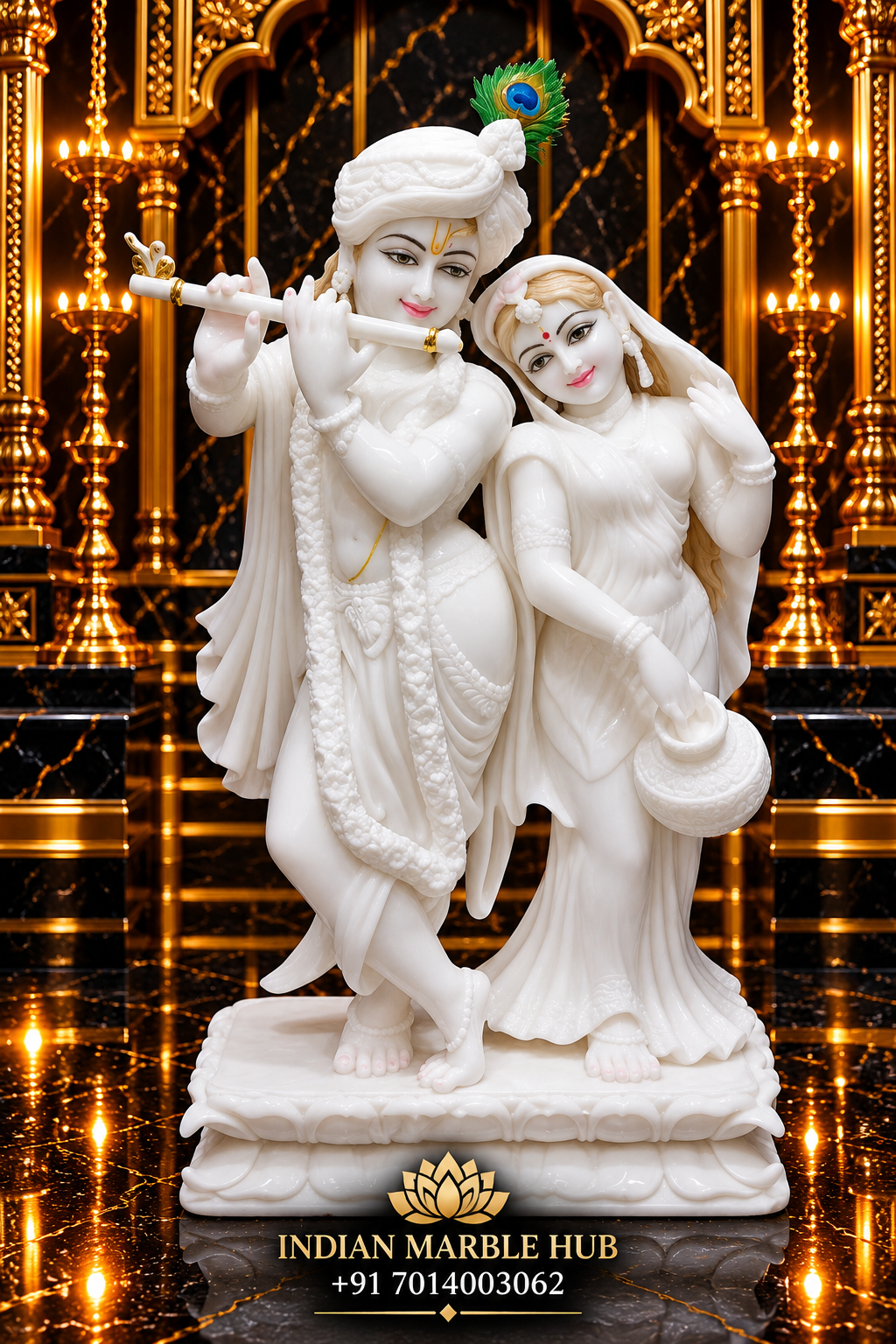 Radha Krishna Couple Marble Statue