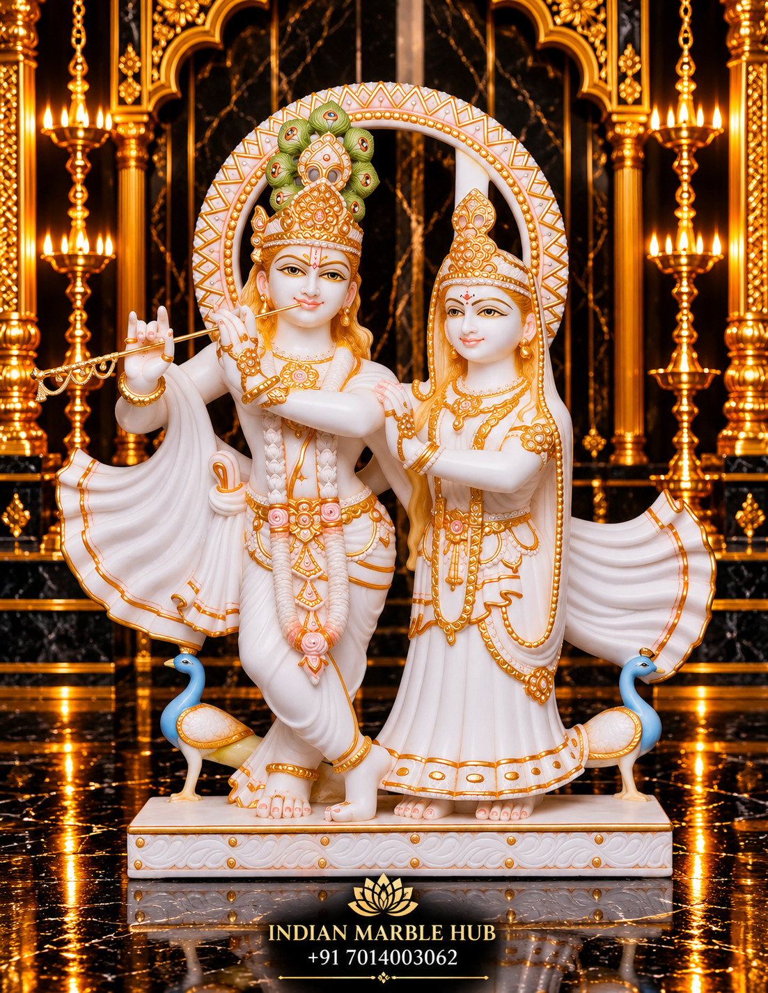 Radha Krishna Couple Marble Statue