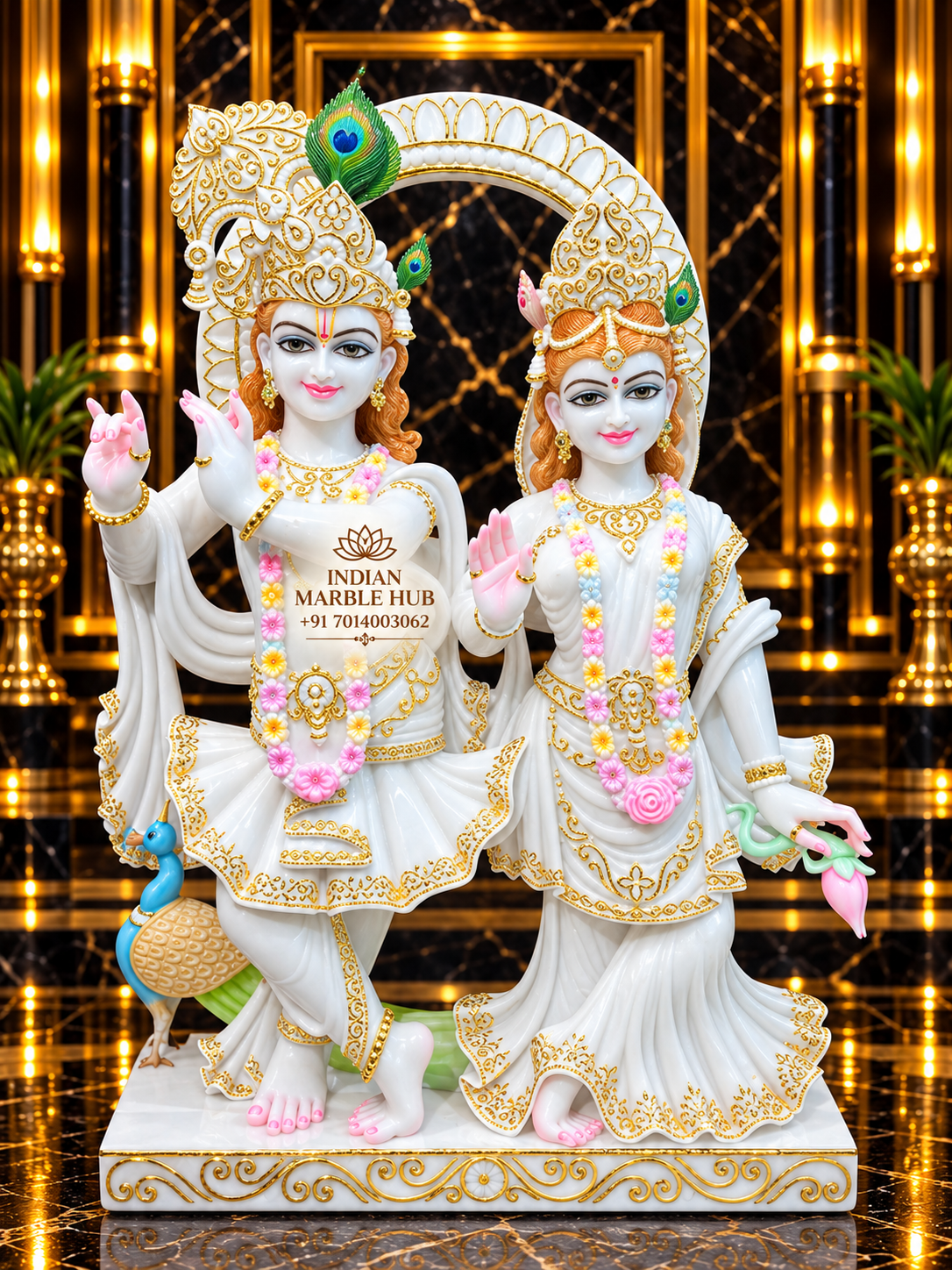 Radha Krishna Couple Marble Statue
