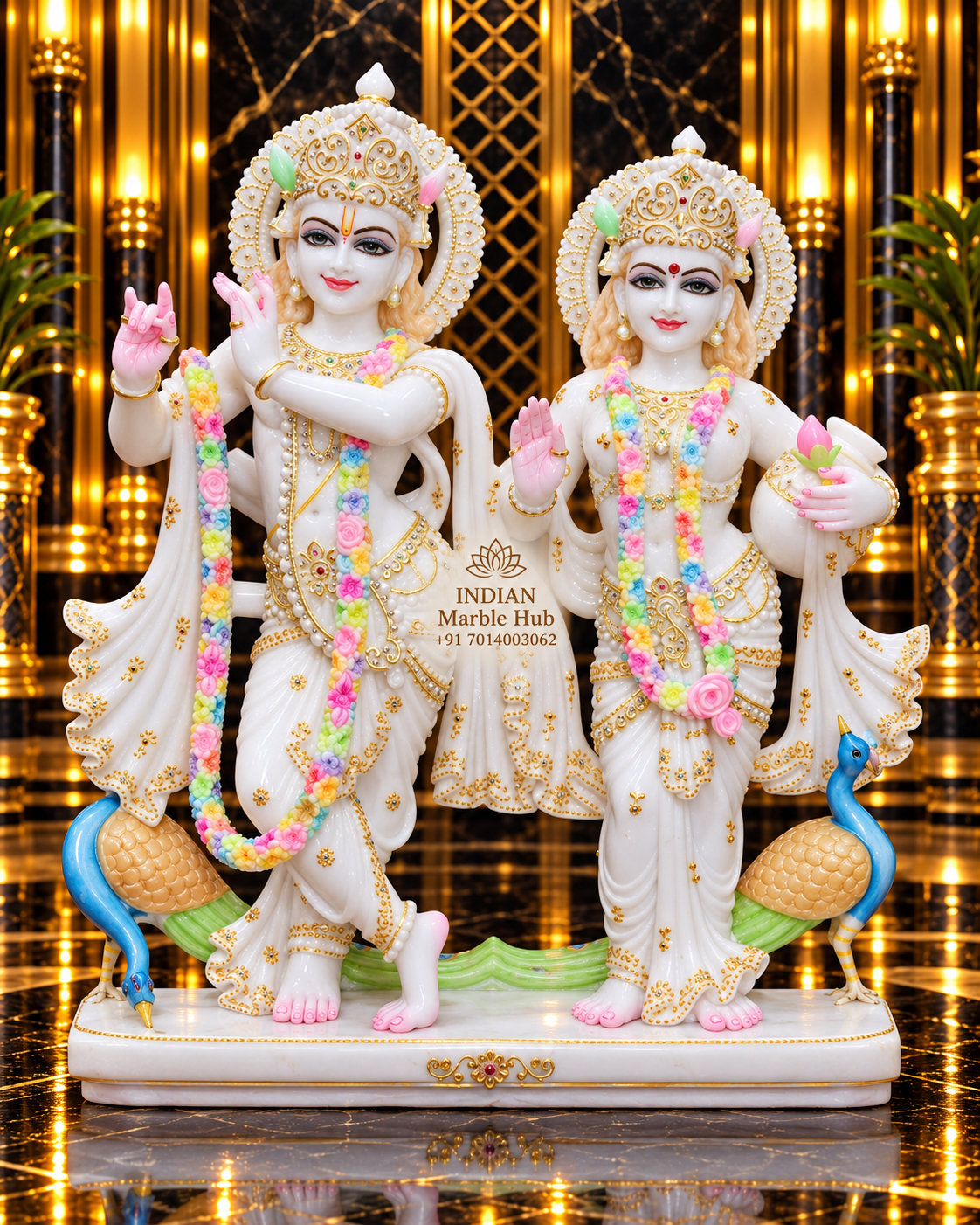 Radha Krishna Couple Marble Statue