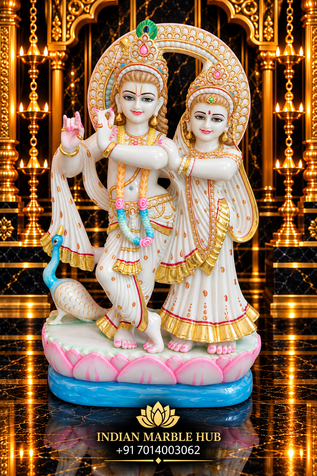 Radha Krishna Couple Marble Statue