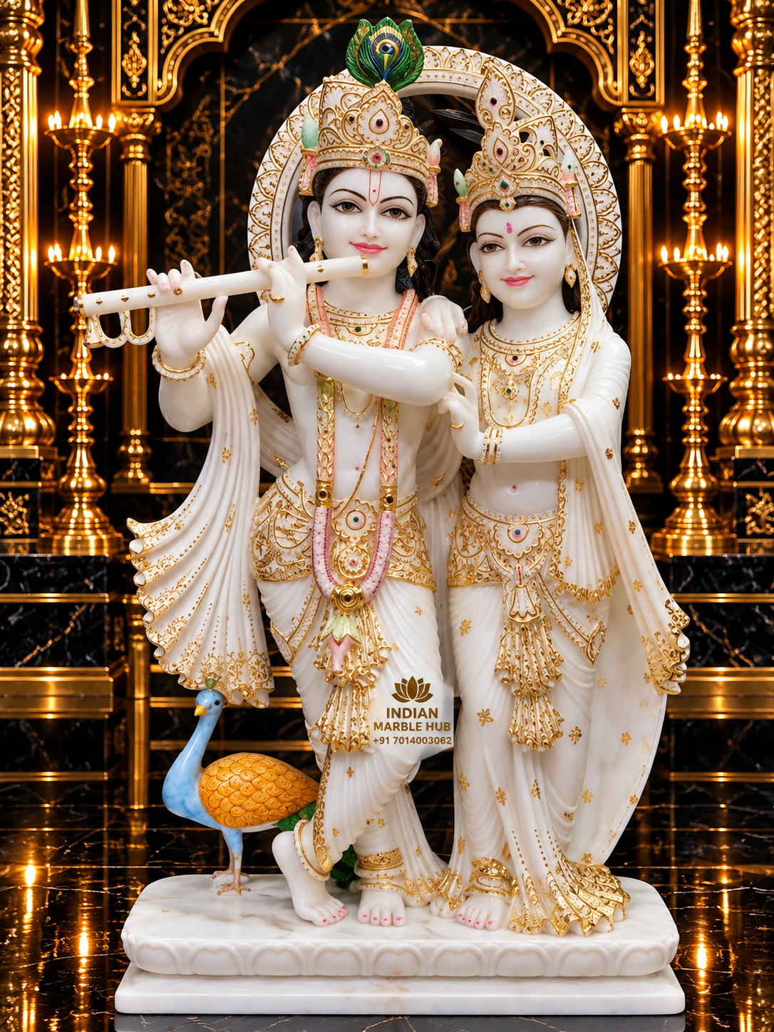 Radha Krishna Couple Marble Statue