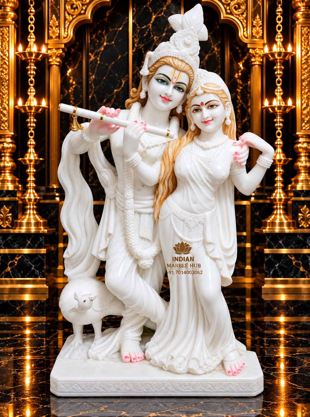 Radha Krishna Couple Marble Statue
