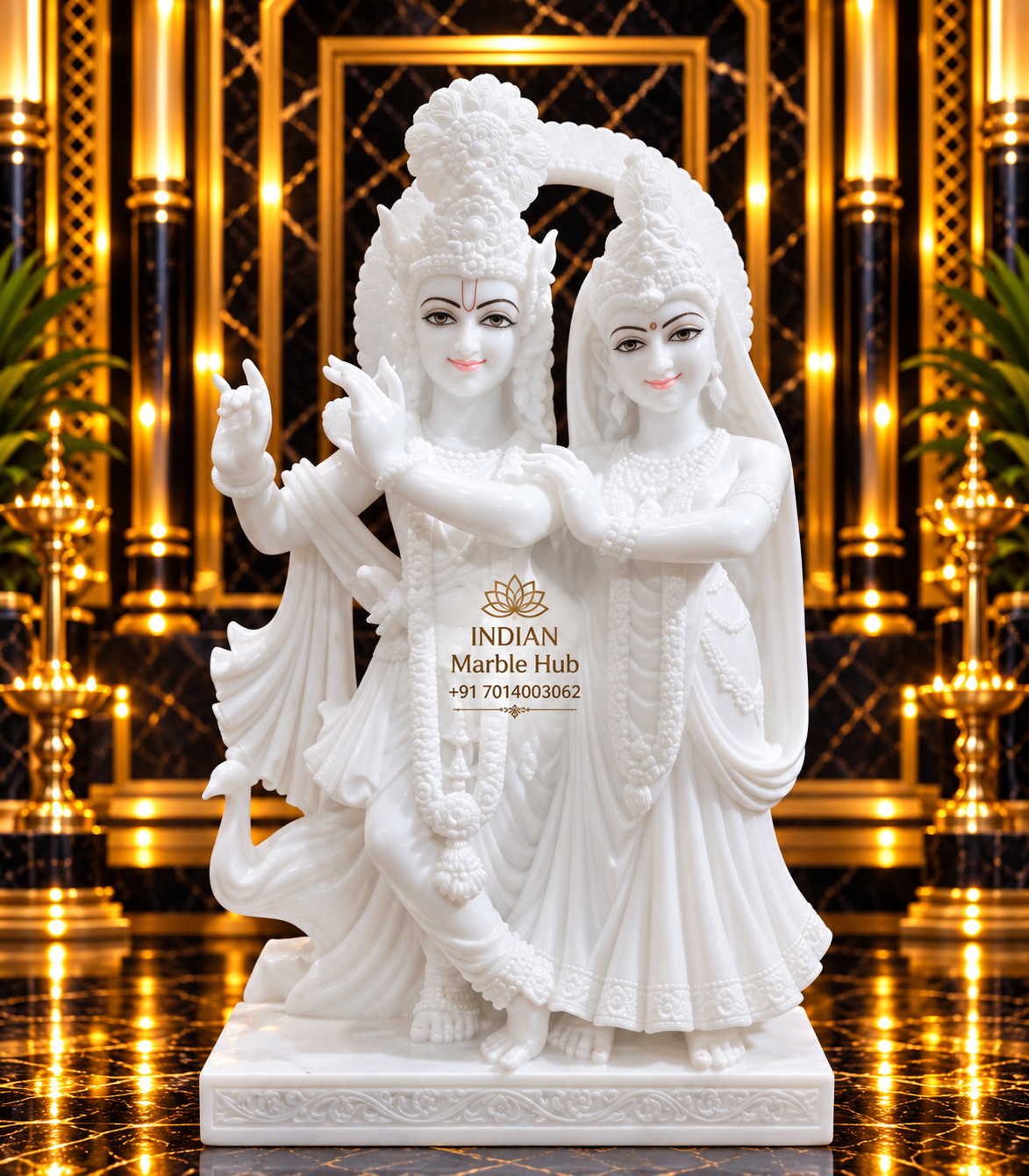 Radha Krishna Couple Marble Statue