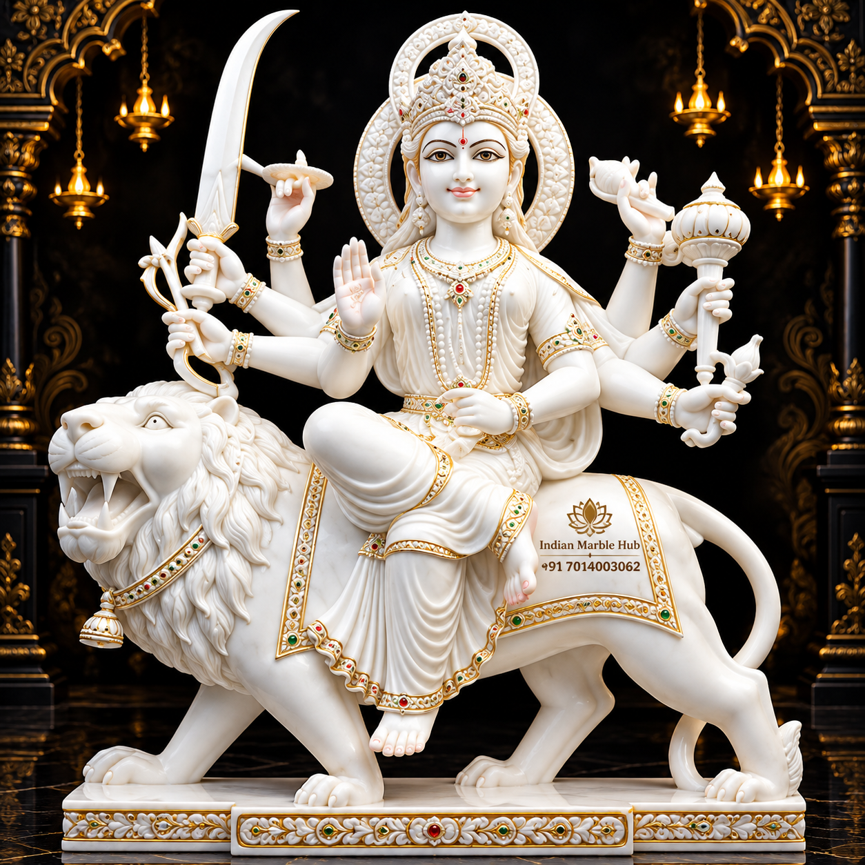 Durga Mata Marble Statue