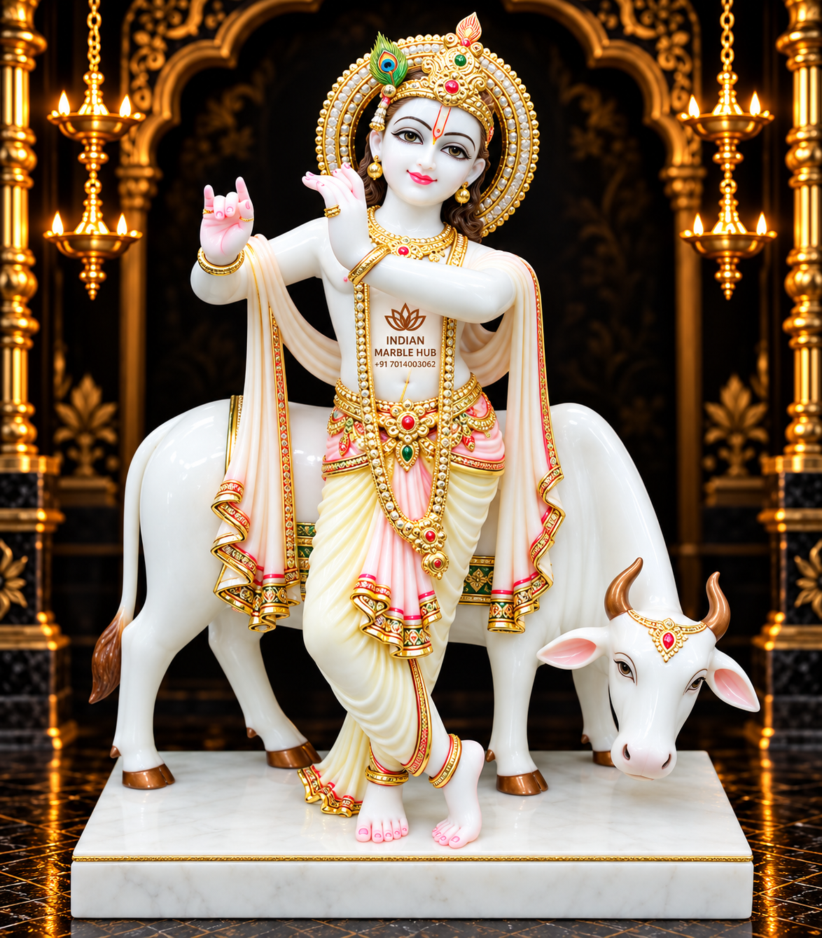 Gav Gopal Marble Statue