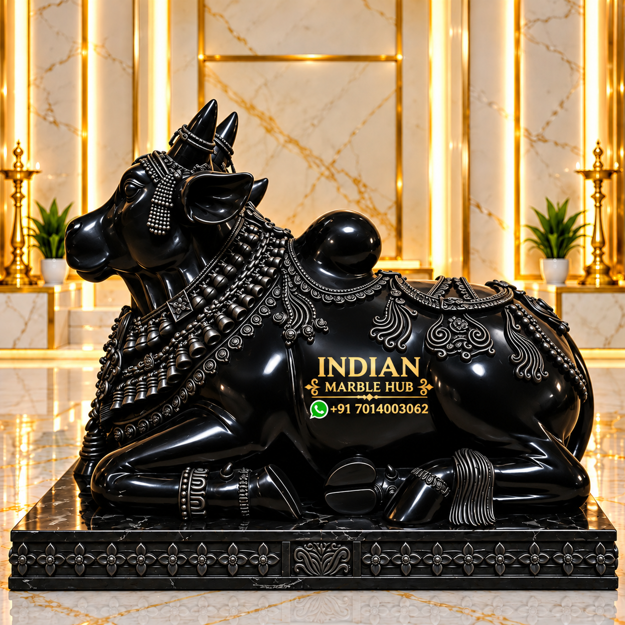 Shiv Pariwar and Nandi Marble Statue