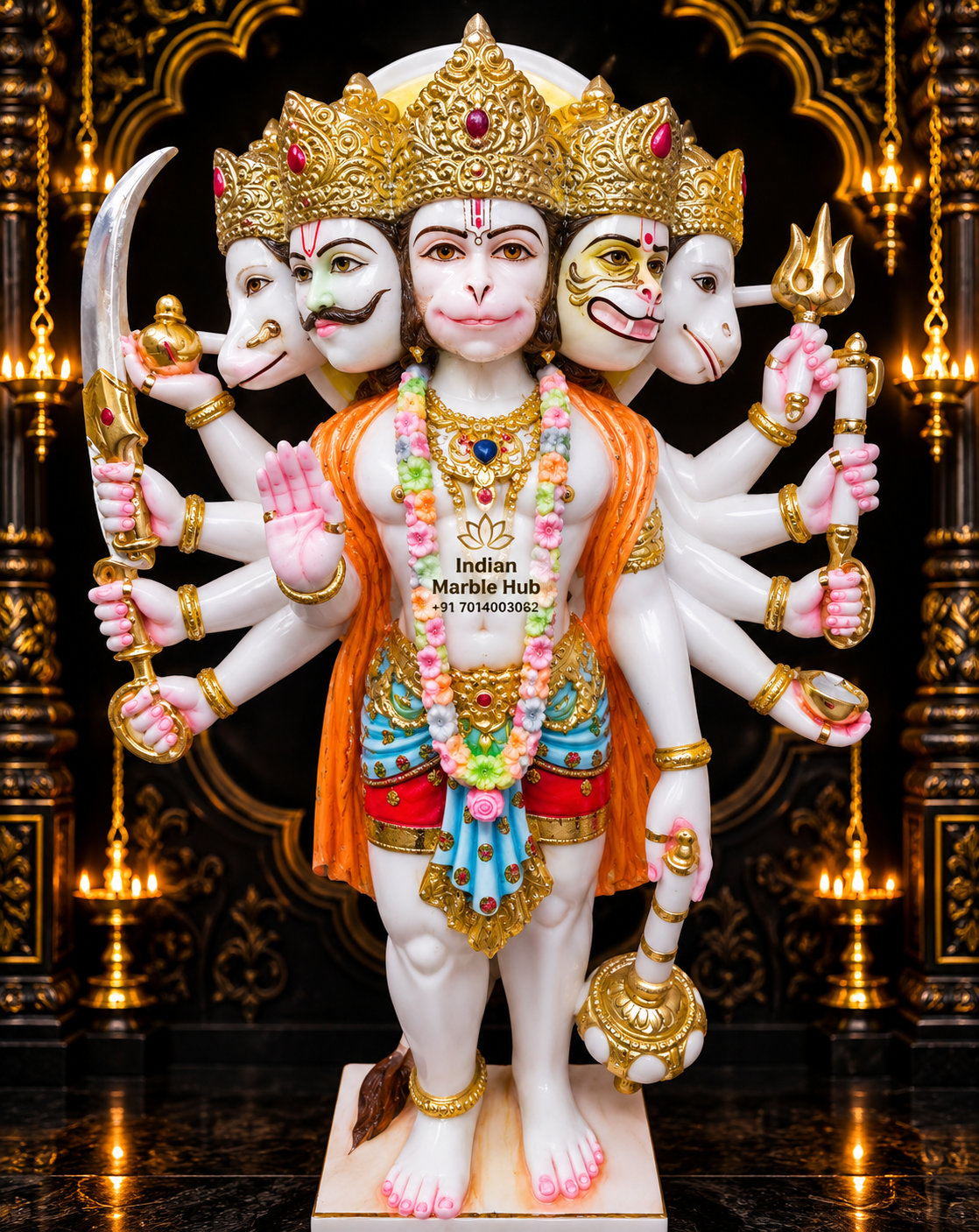 Panchmukhi Hanuman Ji Marble Statue