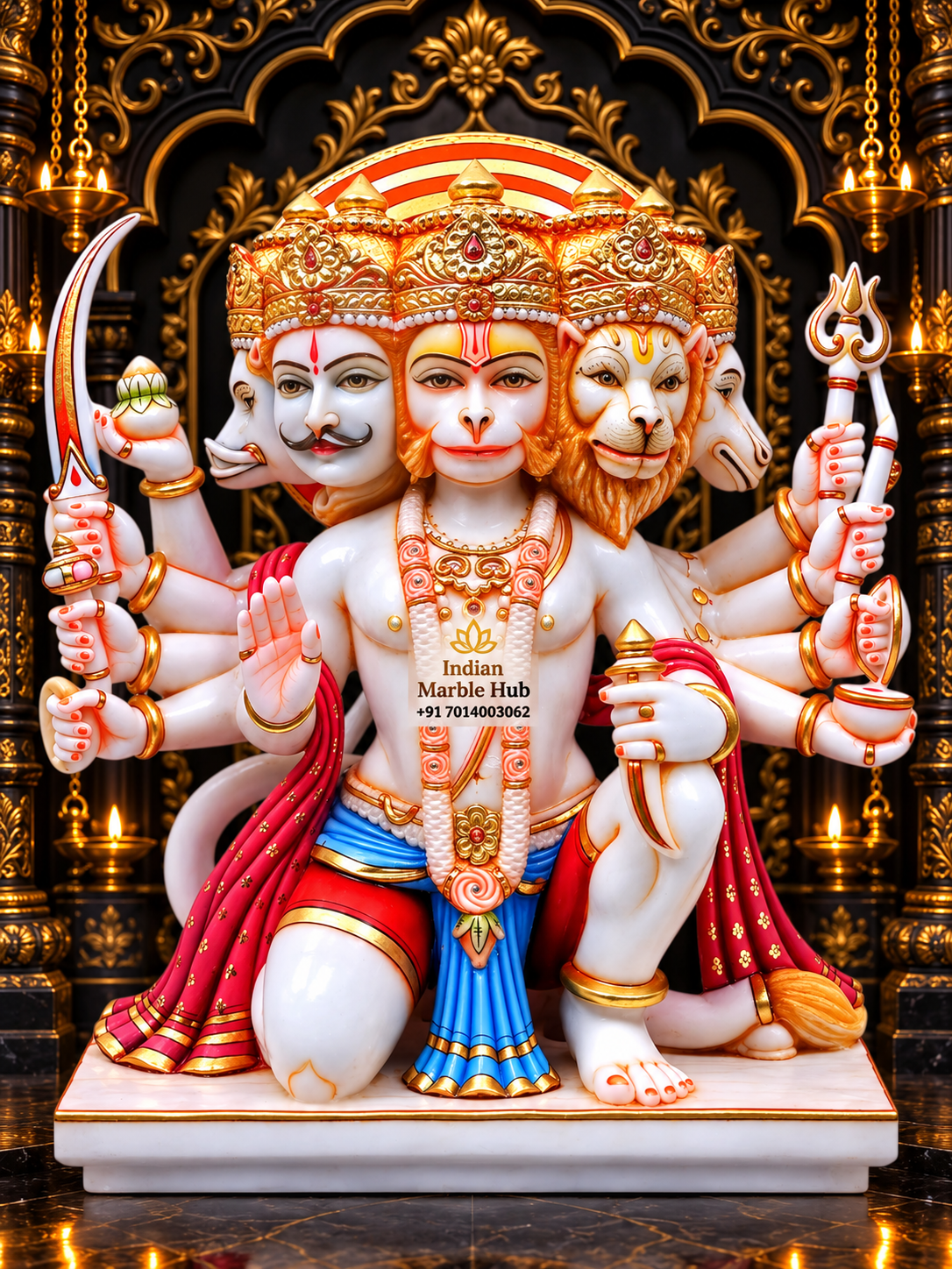 Panchmukhi Hanuman Ji Marble Statue