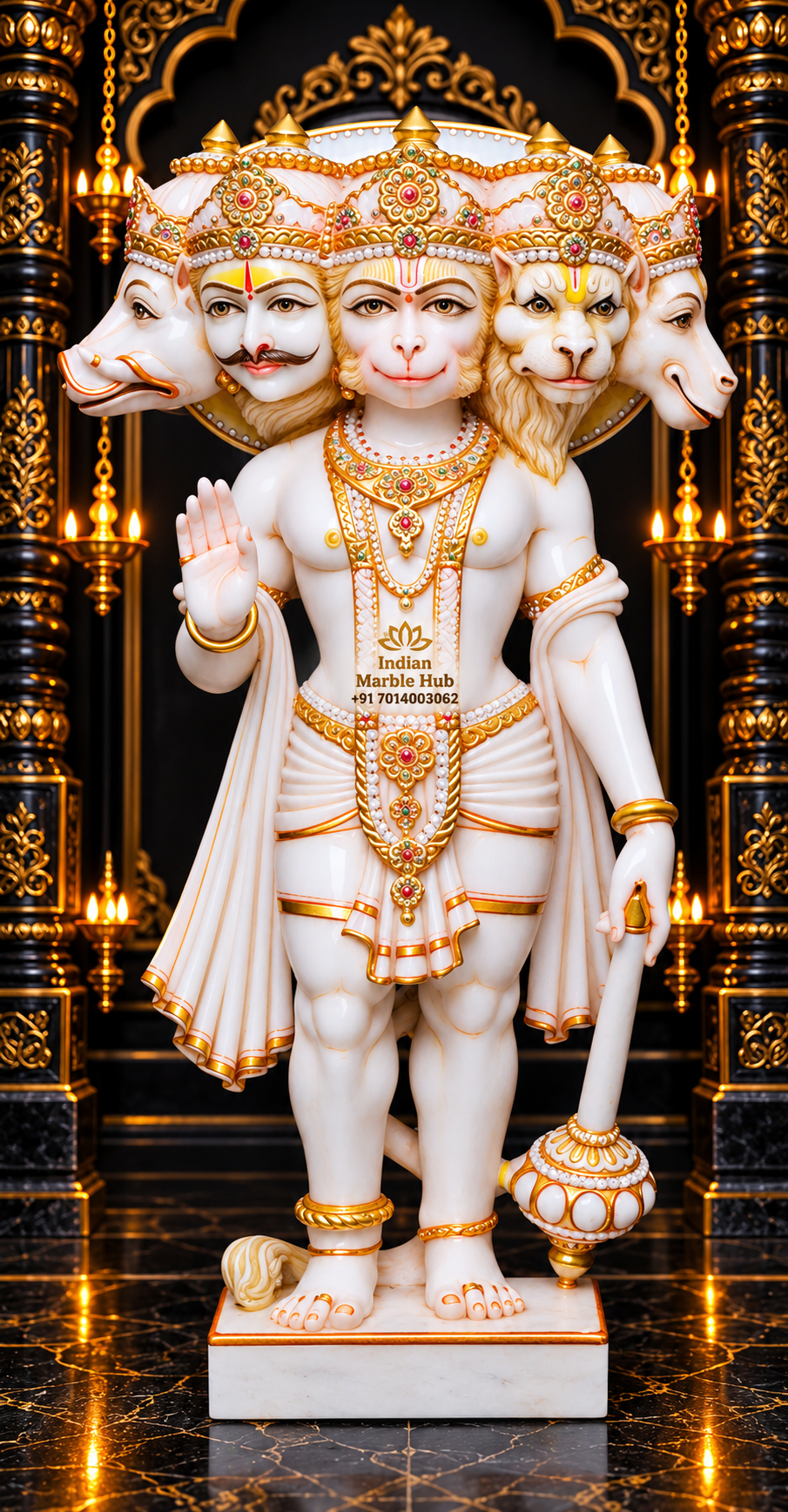 Panchmukhi Hanuman Ji Marble Statue