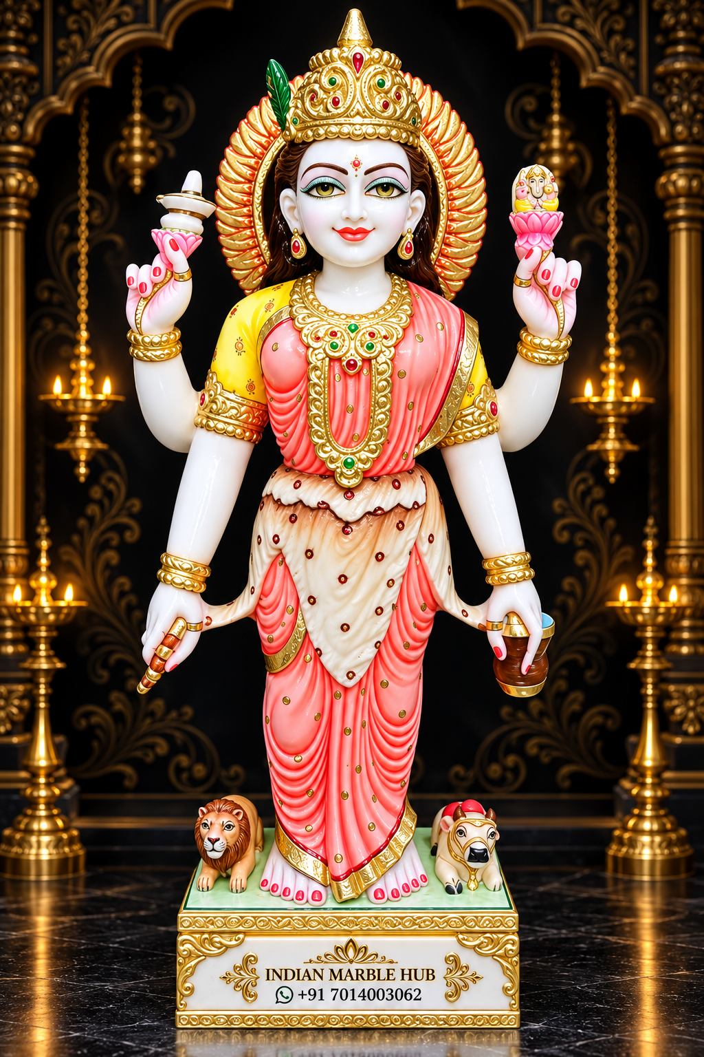 Parvati Mata Marble Statue