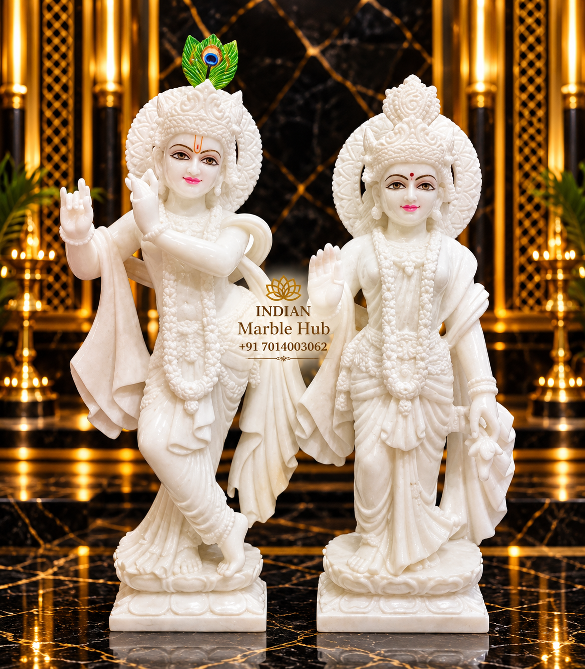 Radha Krishna Marble Statue