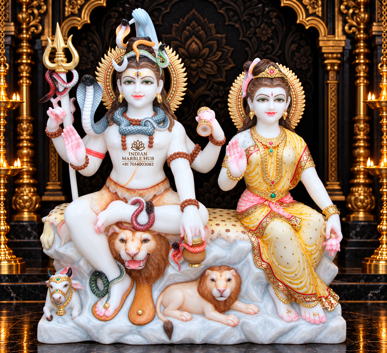 Shiv Parvati Couple Marble Statue