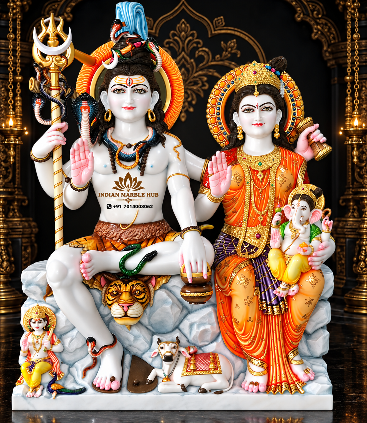 Shiv Parvati Couple Marble Statue