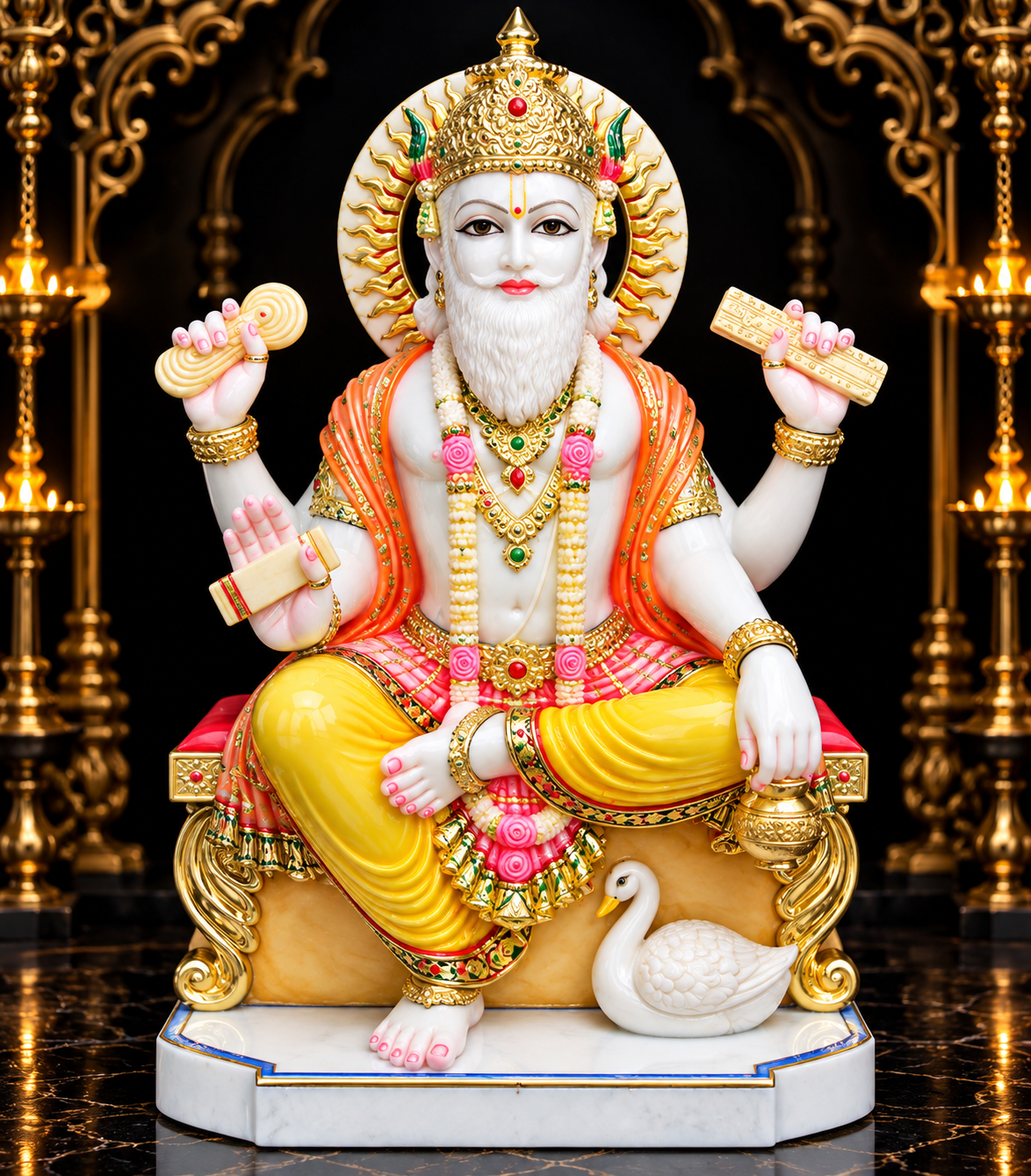 Vishwkarma Ji Marble Statue